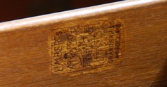 Close up Limbert signature brand in top drawer.